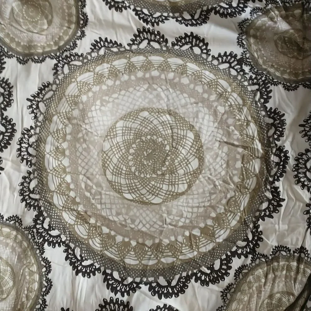 Ikea Lyckoax Full Double Duvet Cover Cream Cream Beige Black Mandalas Medallions